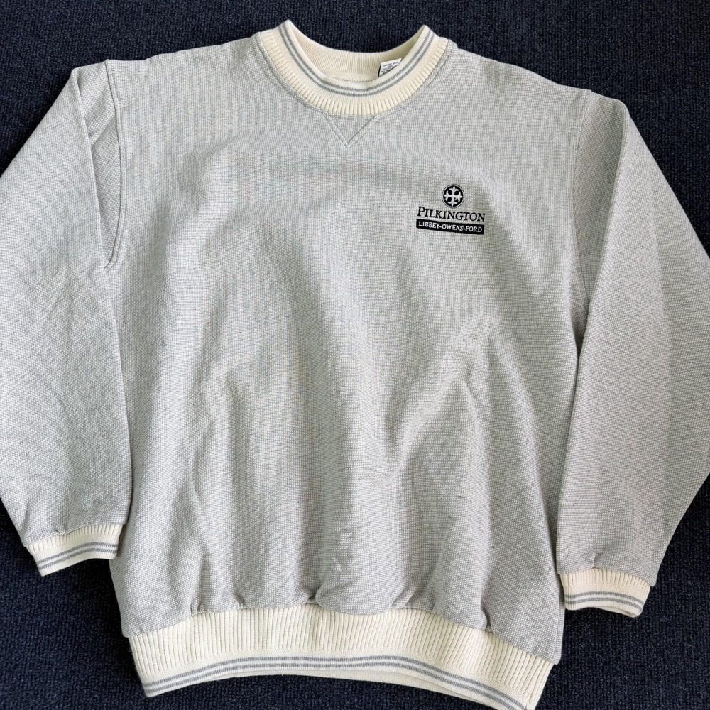 Vintage Pilkington Sweatshirt Mens Medium Gray DIPORT USA Embroidered Pullover